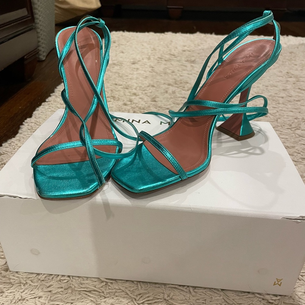 Women’s authentic Amina Muaddi strap sandal